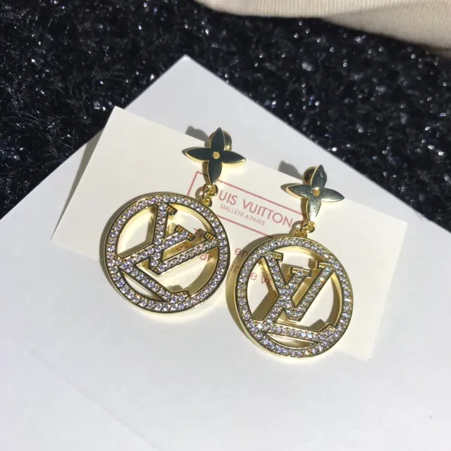 Louis Vuitton circulares LV Monogram Pavé Crystal brincos 4