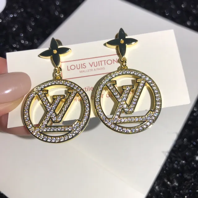 Louis Vuitton circulares LV Monogram Pavé Crystal brincos 5