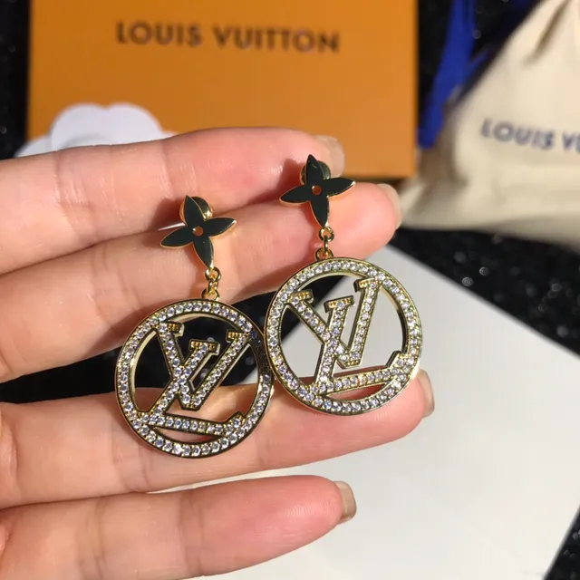 Louis Vuitton circulares LV Monogram Pavé Crystal brincos 6
