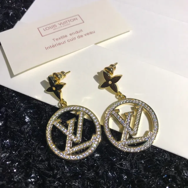 Louis Vuitton circulares LV Monogram Pavé Crystal brincos 7