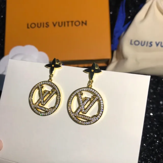 Louis Vuitton circulares LV Monogram Pavé Crystal brincos 8