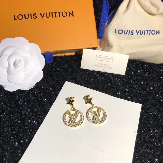 Louis Vuitton circulares LV Monogram Pavé Crystal brincos 9