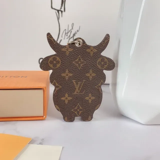 Louis Vuitton Cow Charm Brown Black Monogram Canvas Tote Bag 6