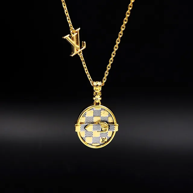 Louis Vuitton Damier Check Belt-Buckle Pendant Necklace 10