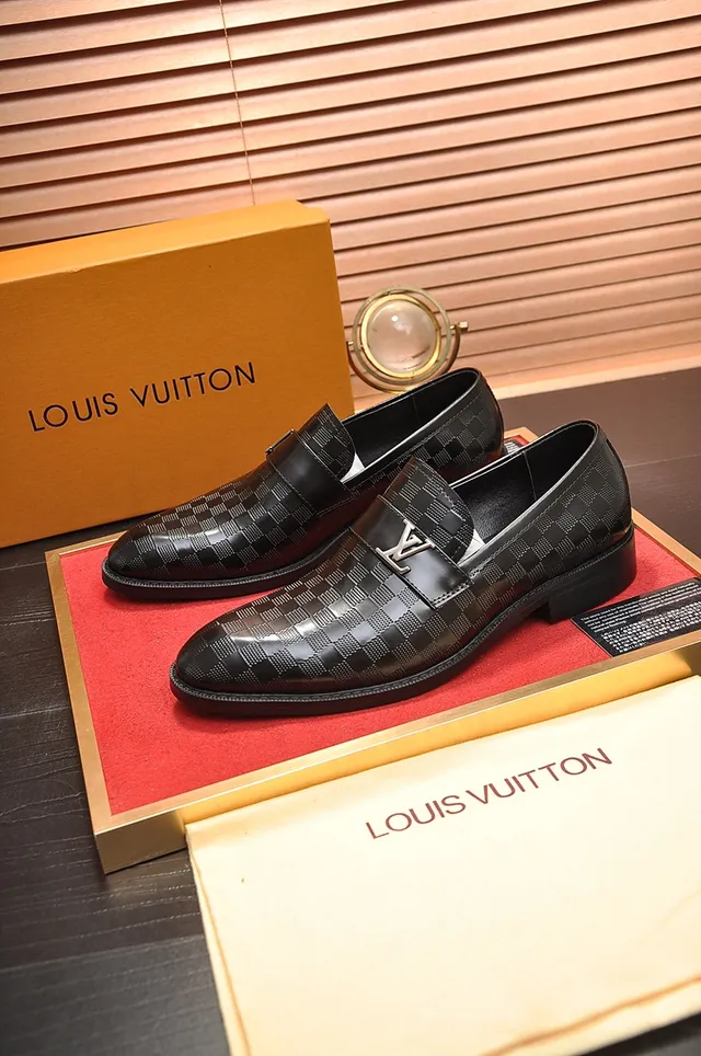Louis Vuitton Damier Check Loafer Black Leather Loafers 3