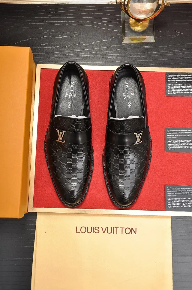 Louis Vuitton Damier Check Loafer Black Leather Loafers 4