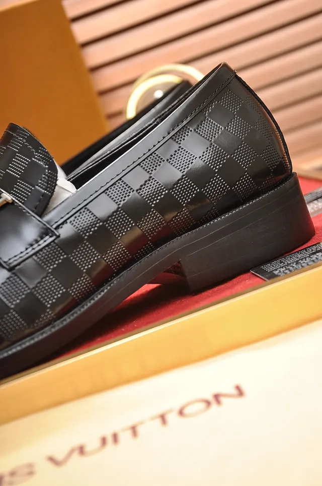Louis Vuitton Damier Check Loafer Black Leather Loafers 5