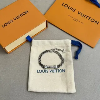 Louis Vuitton pulsera cadena perro hueso plateada