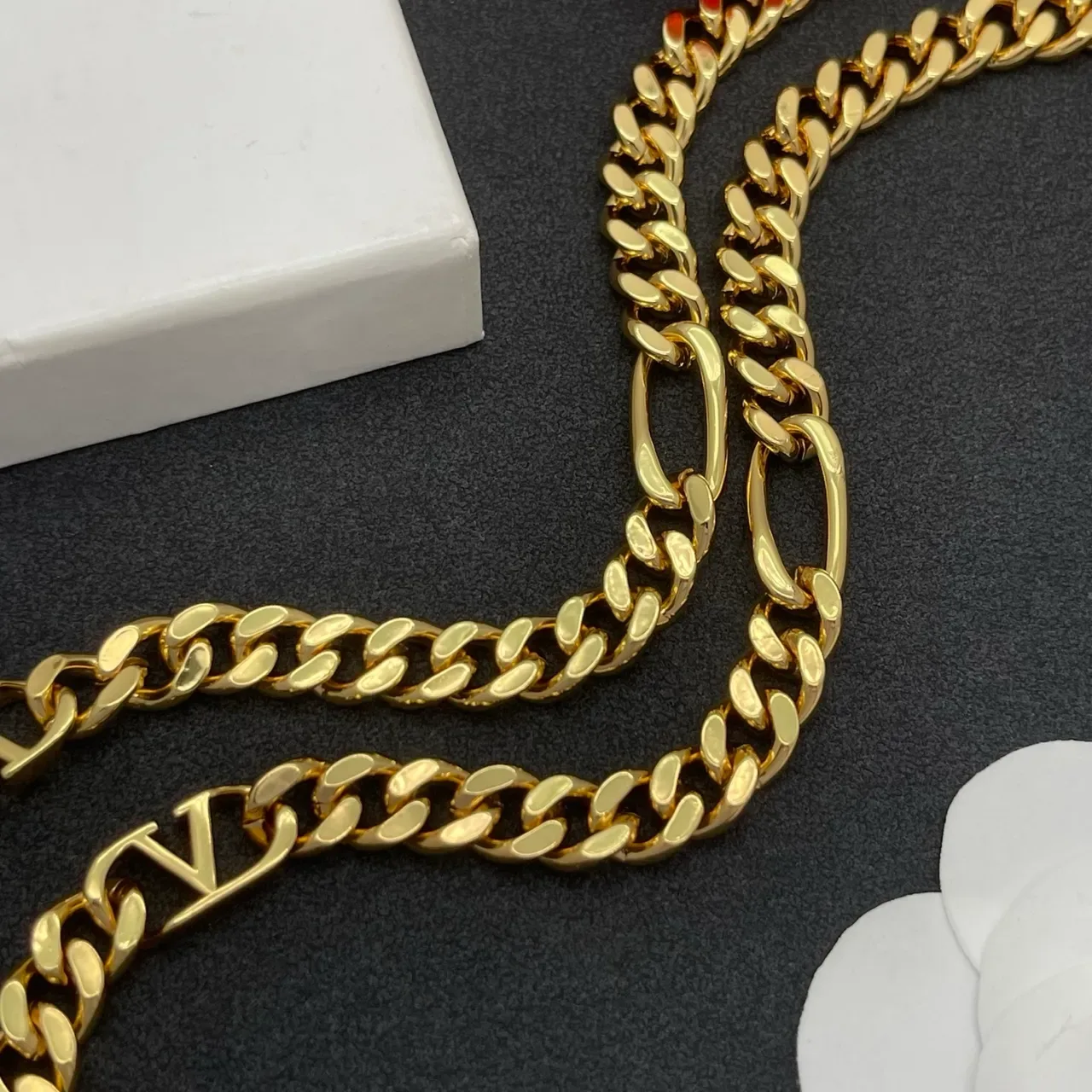 Louis Vuitton 金黑链环链 LV 印花链接 项链 5