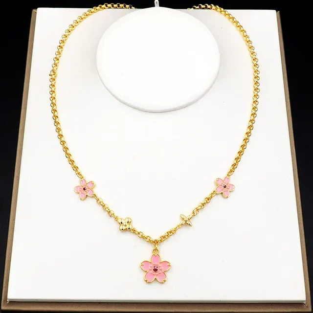 Bracelet Louis Vuitton Chaîne Or Émail Rose Charm Floral 8