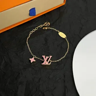 سوار لويس فيتون سلسلة ذهبية وردية مينا لوغو LV
