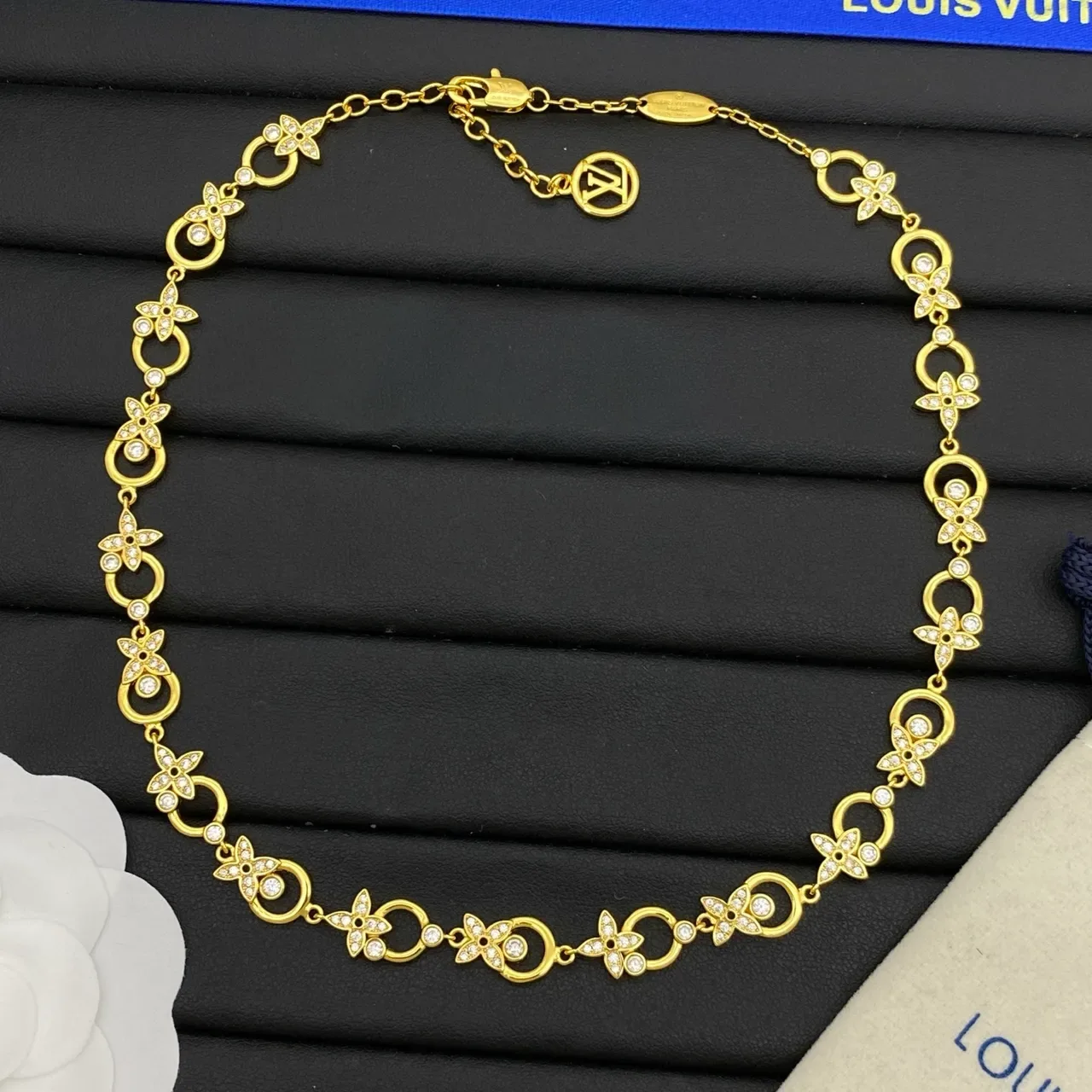 Colar Louis Vuitton Dourado Prata com cristais 6