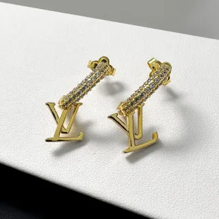 Louis Vuitton ذهب فضة Pavé-Crystal أقراط