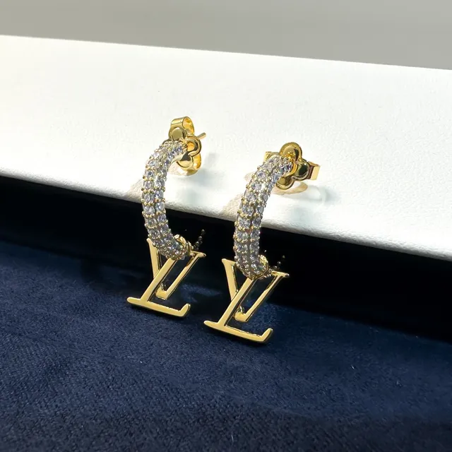 Louis Vuitton Gold Silver Pavé-Crystal Earrings 3