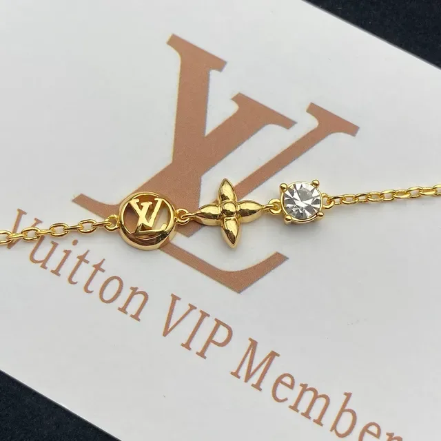 Louis Vuitton 金色 LV Monogram 花朵 水晶 项链 3