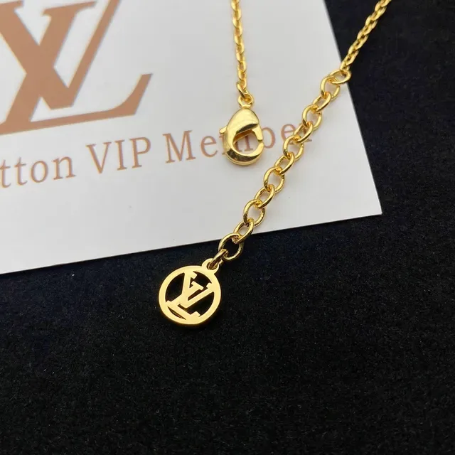 Louis Vuitton 金色 LV Monogram 花朵 水晶 项链 4