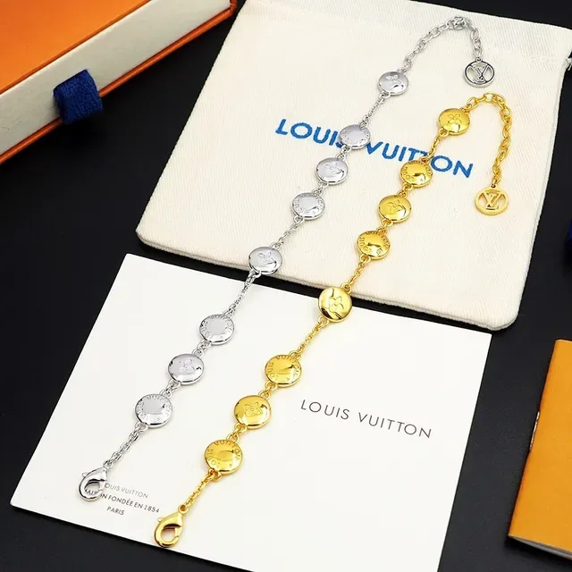 Louis Vuitton Gold-Tone Monogram Medallion Chain Bracelet 7