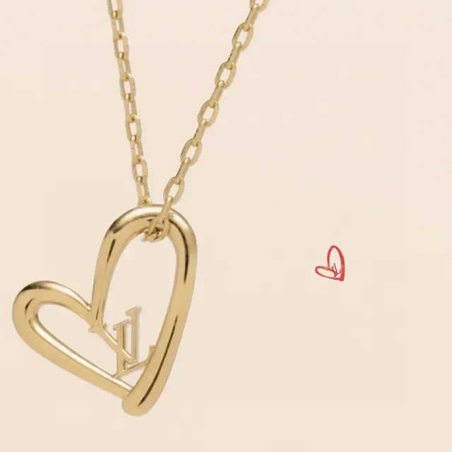 Louis Vuitton Colares com pingente de coração aberto e Monogram em dourado 4