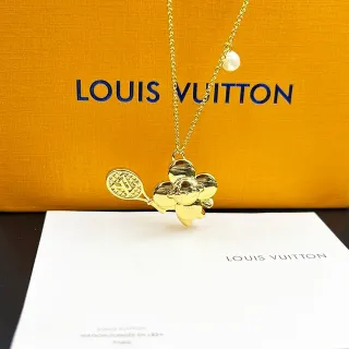 Collar Louis Vuitton Raqueta de Tenis Floral en Tono Dorado