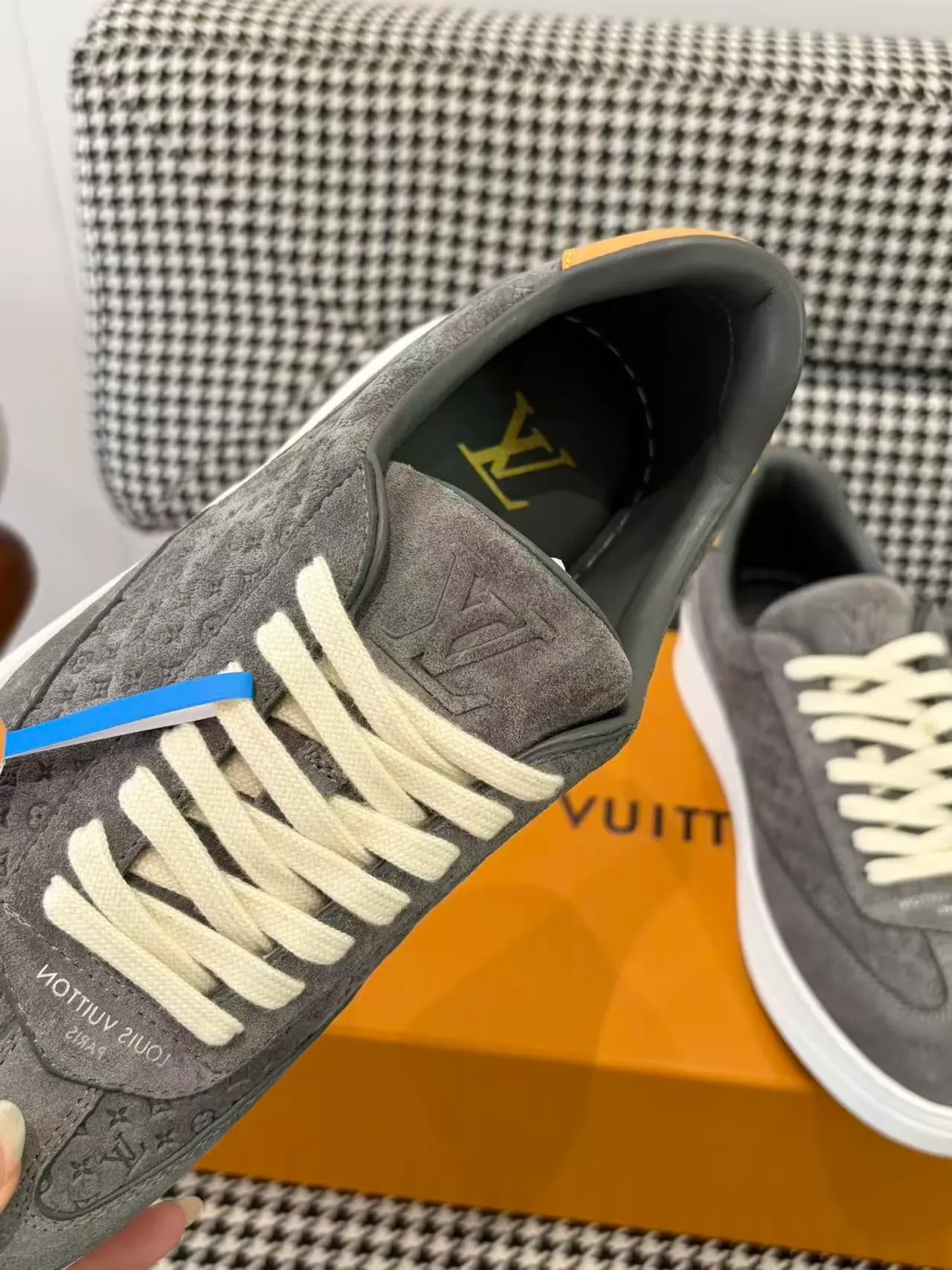 Louis Vuitton Gray White Monogrammed Suede Low-Top Lifestyle Sneakers 3