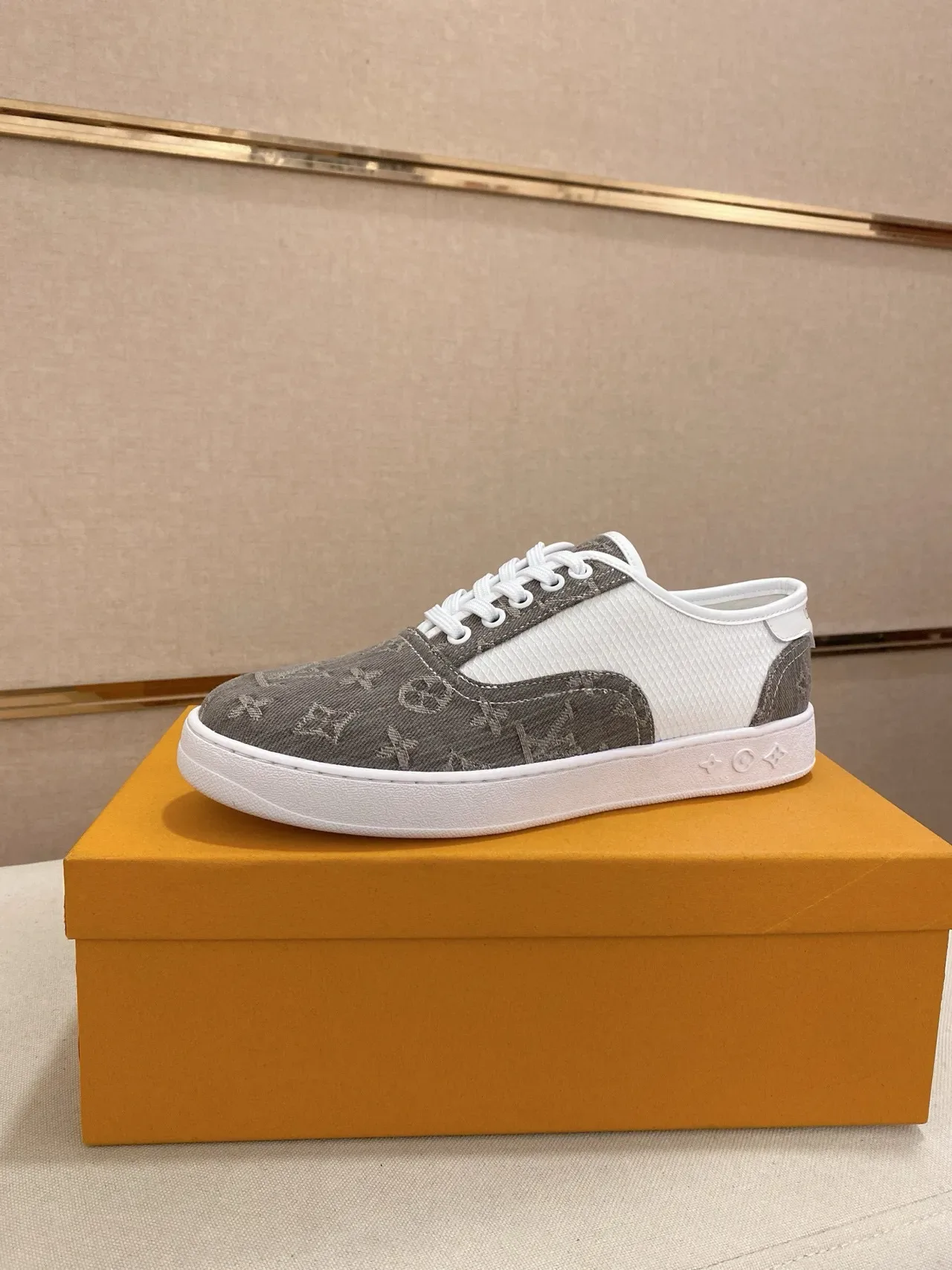 Louis Vuitton Gray White Monogrammed Textile Mesh Side Panels Lifestyle Sneakers 6