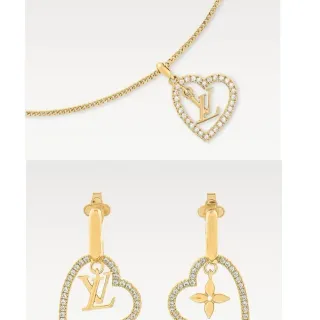 Colar Louis Vuitton Heart Gold Silver Openwork Pavé-Set Cristais