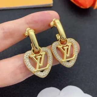 Louis Vuitton أقراط على شكل قلب Monogram Crystal Pavé
