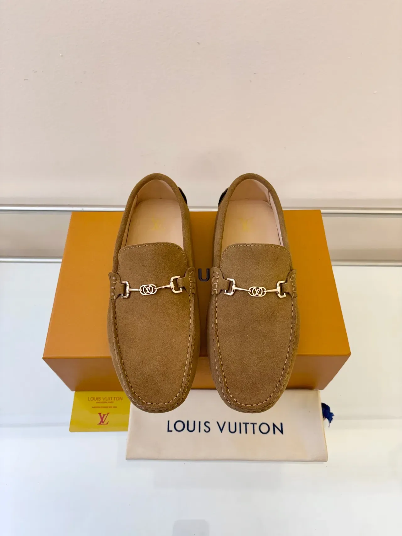 Louis Vuitton Horsebit 1955 Loafer Tan Suede Loafers 6