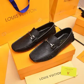 Louis Vuitton Horsebit Loafer أحذية لوفر سوداء جلد مونوغرام كواتد