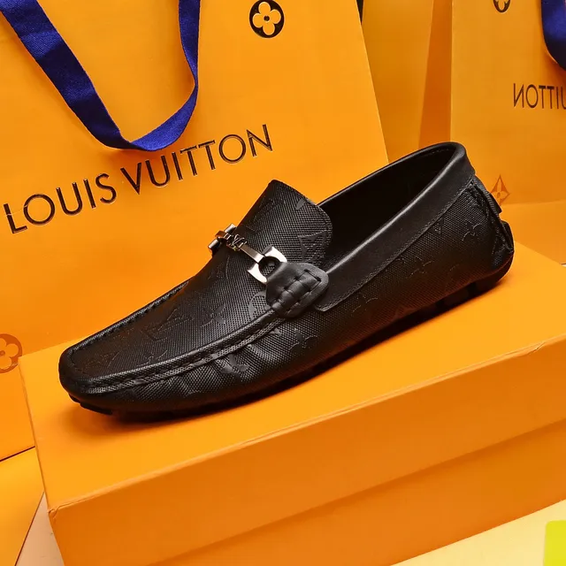 Louis Vuitton Horsebit Loafer أحذية لوفر سوداء جلد مونوغرام كواتد 4