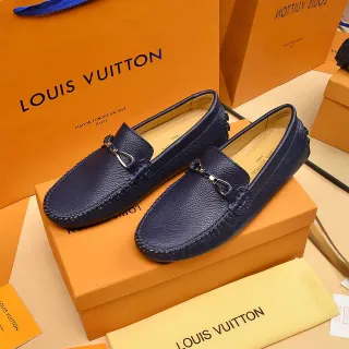 Louis Vuitton Horsebit Loafer নেভি বেইজ খিলখিলে চামড়া বাকল লোফার