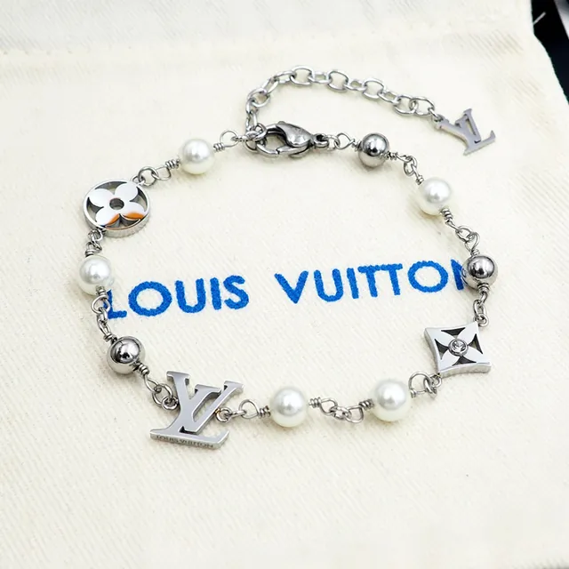 Louis Vuitton Iconic Bracelet 银色珍珠和黑色珠链手链 4