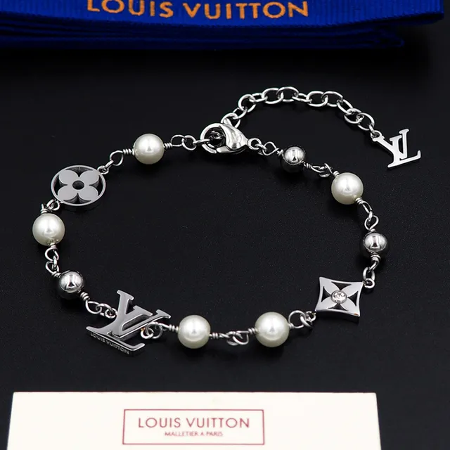 Louis Vuitton Iconic Bracelet 银色珍珠和黑色珠链手链 7