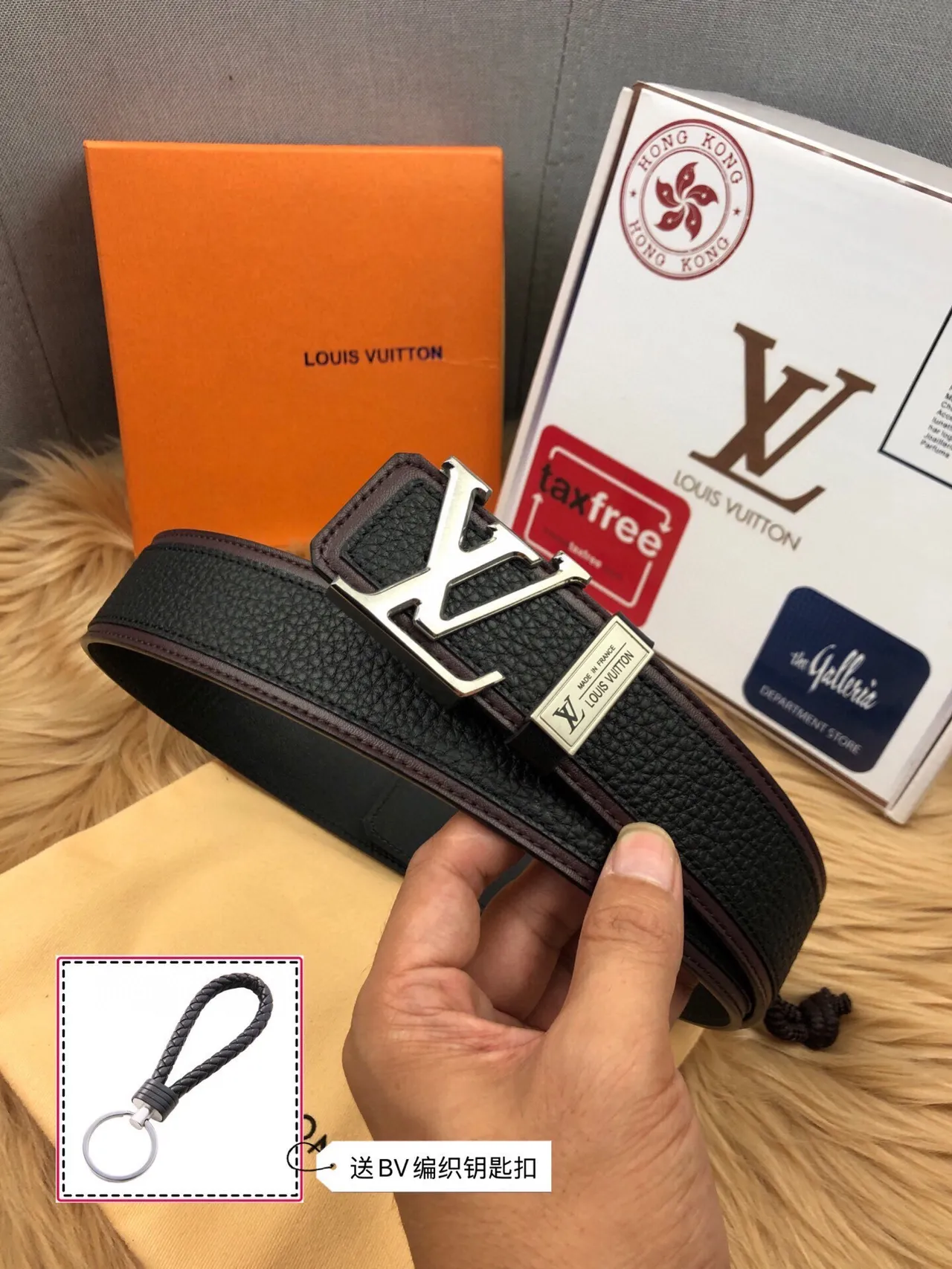 Louis Vuitton Initiales حزام جلد أسود وبني مقشف بألوان ثنائية مع أنبوبة على الحافة 7
