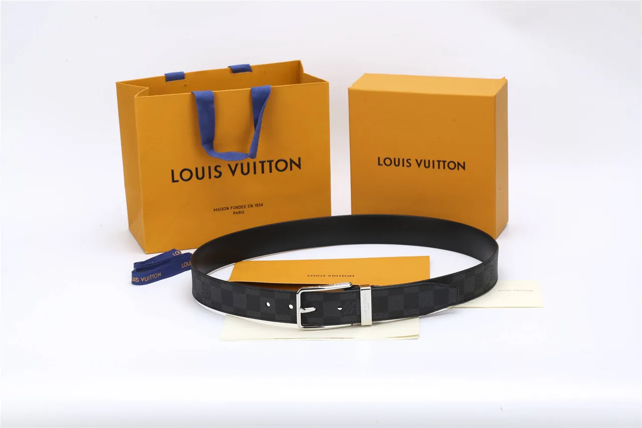 Cinturón de cuero reversible Louis Vuitton Initiales Damier Graphite 2