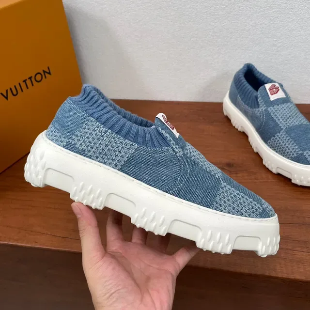 Louis Vuitton 针织 套脚 蓝色 格子 休闲运动鞋 4