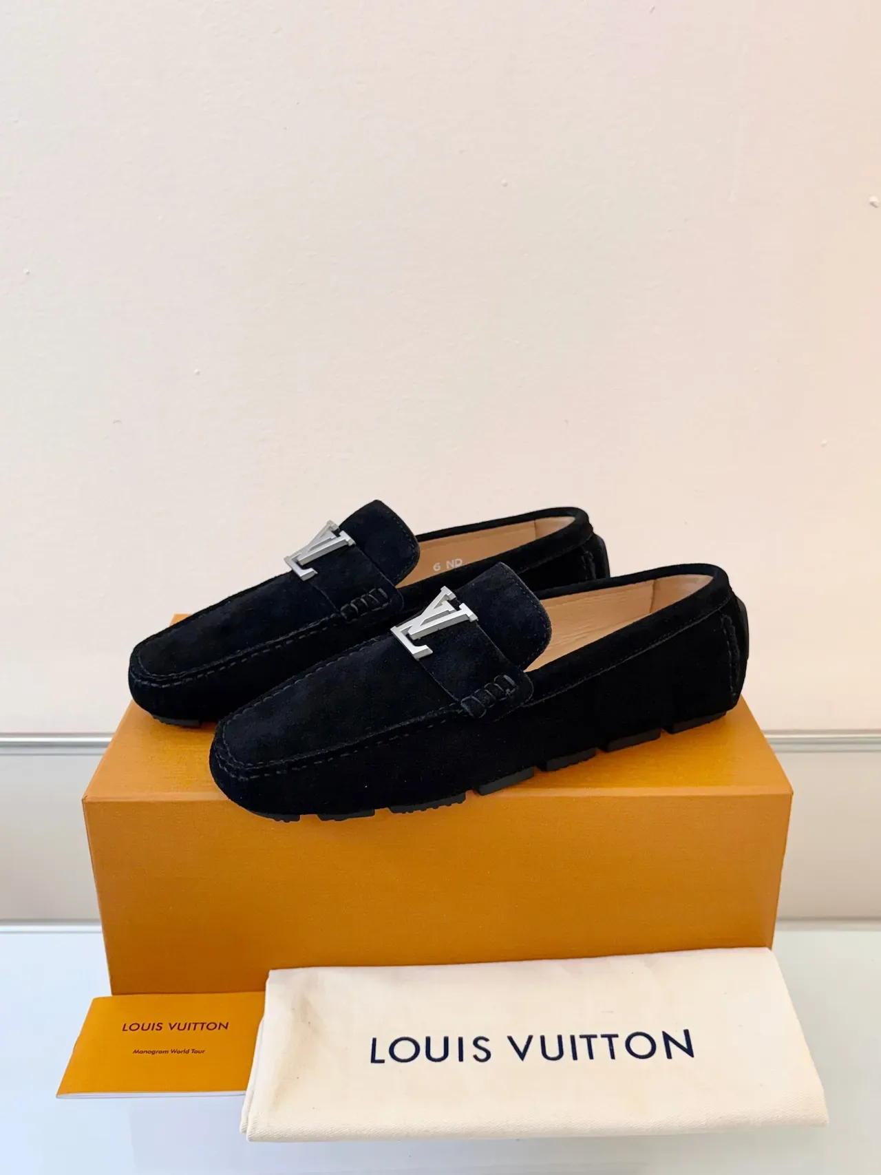 Louis Vuitton Loafer Black Silver Suede Metal LV Buckle Loafer 2