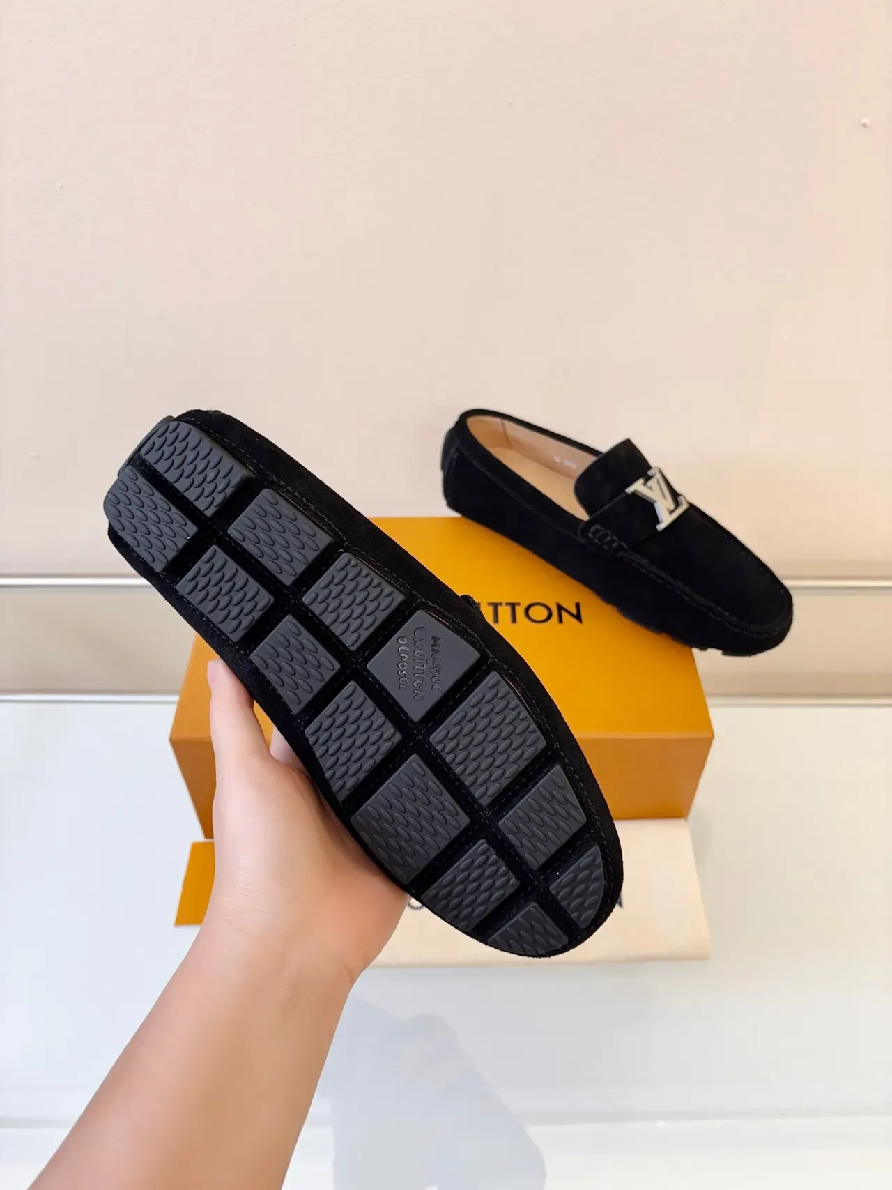 Louis Vuitton Loafer Black Silver Suede Metal LV Buckle Loafer 5