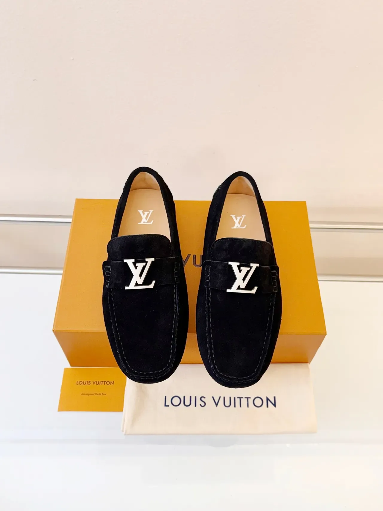 Louis Vuitton Loafer Black Silver Suede Metal LV Buckle Loafer 6