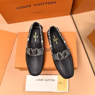 Louis Vuitton লোফার কালো সাদা গুচ্ছাকৃত চামড়া মনোগ্রামড কাপড় ট্রিম লোফার