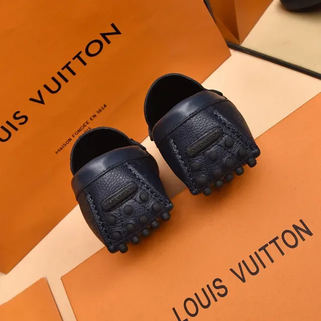 Louis Vuitton Mocassim Navy Black Monogram Leather Metal LV Buckle Strap Mocassim 2