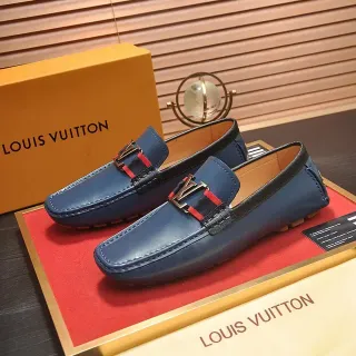 Louis Vuitton Mocasin Cuero Navy Red Construccion Mocasin Hebilla LV Monogram Loafer
