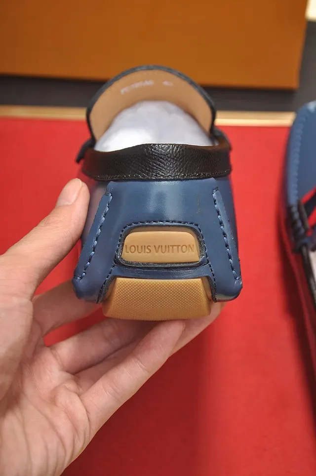 Louis Vuitton Mocassim Couro Navy Red Construcao Mocassim Fivela LV Monogram Loafer 2