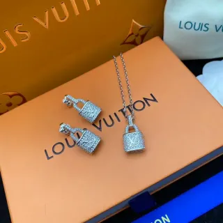 Colar Louis Vuitton Lockit Prata Transparente com forma de cadeado Pavé-Crystal