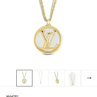 Louis Vuitton Louise Circular Monogram Colar Longo Ouro e Prata