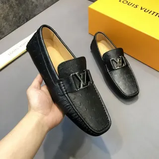 Louis Vuitton LV Buckle Loafer কালো অস্ট্রিচ চামড়া লোফার