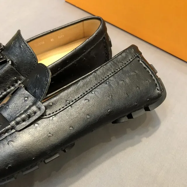 Louis Vuitton LV Buckle Loafer Cuir d'autruche Noir 3