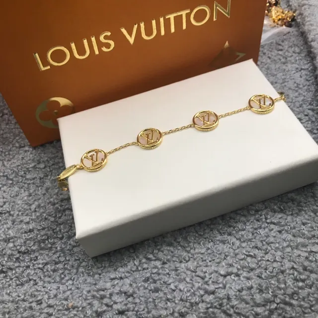Louis Vuitton LV Circle أقراط دائرية معدنية ذهبية بيضاء 5