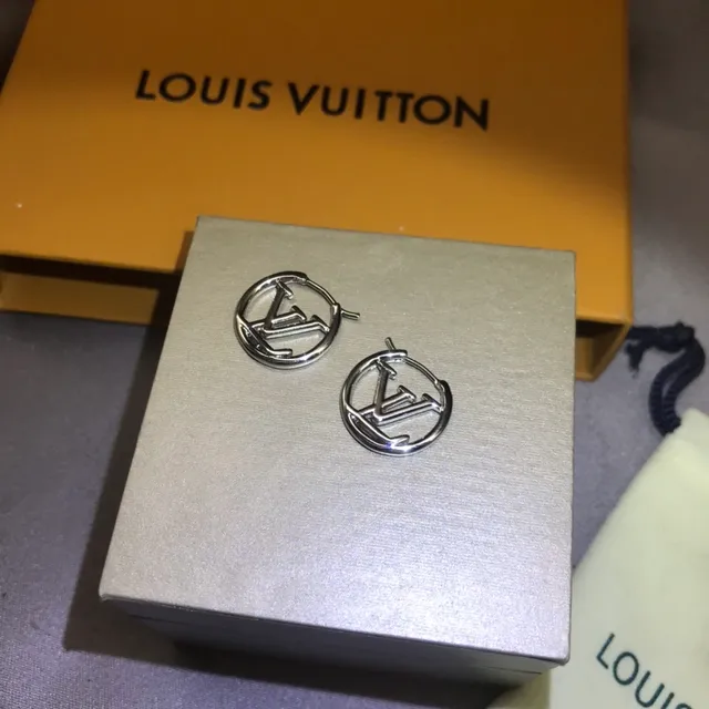 لويس فيتون LV دائري فضة ذهب دائري حلق مفتوح مونوغرام 2