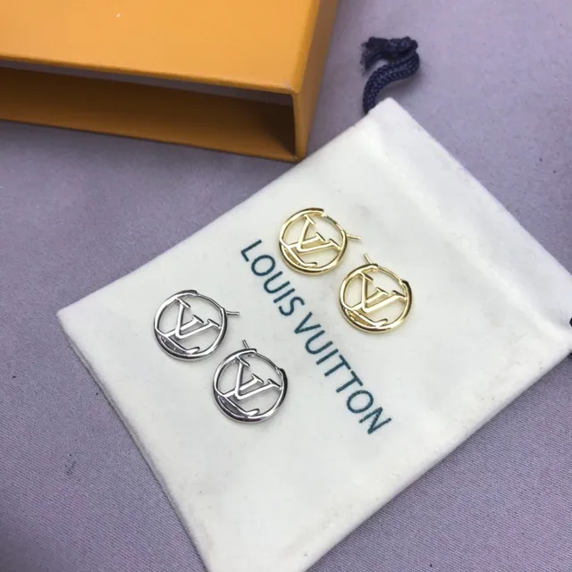 لويس فيتون LV دائري فضة ذهب دائري حلق مفتوح مونوغرام 3
